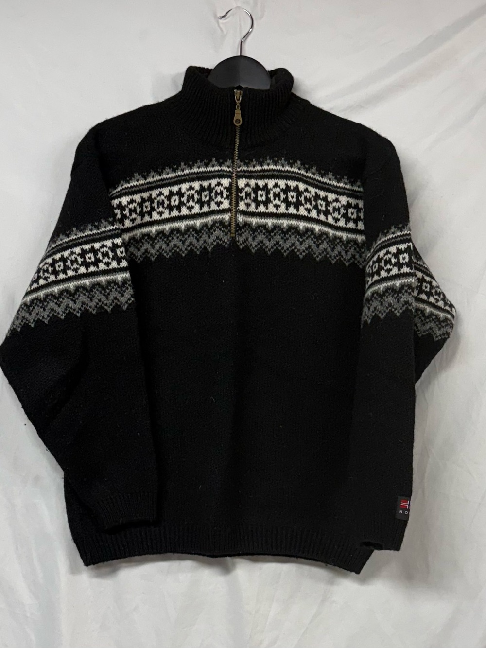 Women’s Black Nordic Half-Zip Sweater